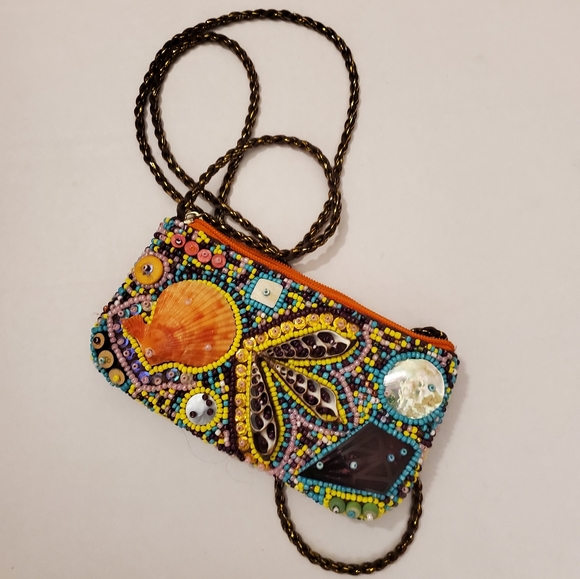๐ฅSALE๐ฅDSL Multi.Beaded Small Seashell Crossbody BOHO Style Purse - Picture 10 of 14